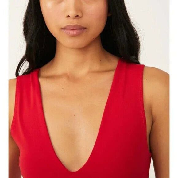 Free People Keep it Sleek Bodysuit Pink Pointsetta FP - Picture 3 of 7